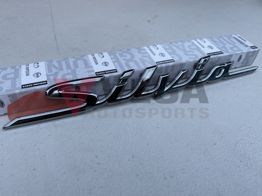 'Silvia' Emblem Badge Black Chrome to suit JDM Nissan Silvia S15 - Vega Autosports