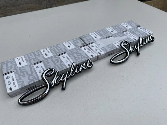 'Skyline' Fender Emblems (Pair) to suit Nissan Skyline Hakosuka C10 - Vega Autosports