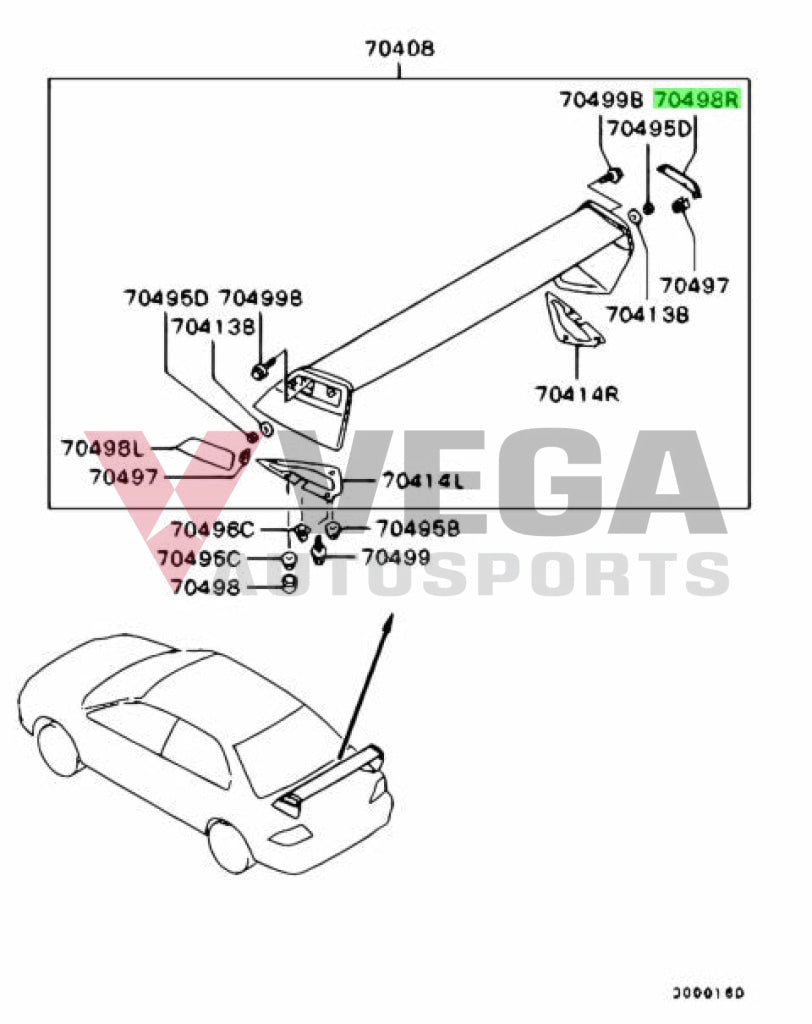 Spoiler End Cap Rhs To Suit Mitsubishi Lancer Evolution 7 Ct9A Mr971305 Exterior