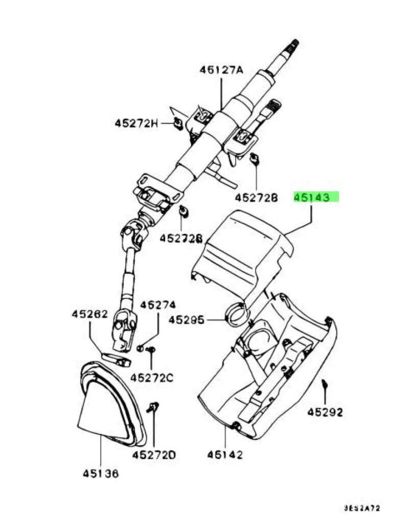 Steering Column Cover Set (Upper) To Suit Mitsubishi Lancer Evolution 4 / 5 6 6.5 Tme Mr748195