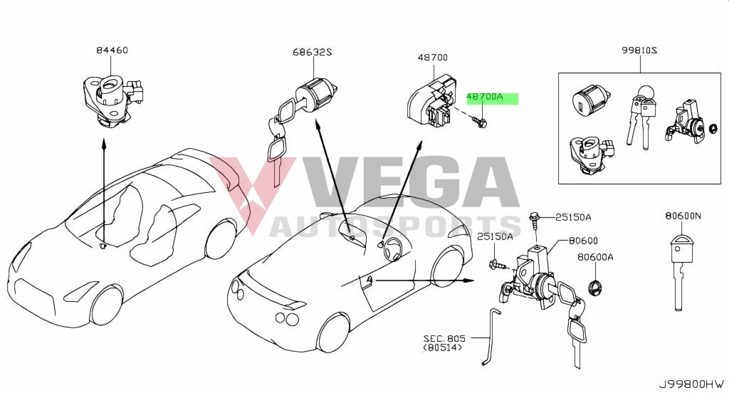 Steering Lock Screw Set (2-Piece) To Suit Nissan R35 Gtr / 370Z 48703-06F0A Electrical