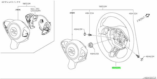 Steering Wheel Assembly to suit Nissan 370Z 09-20 48430-1EA0A Steering and Suspension