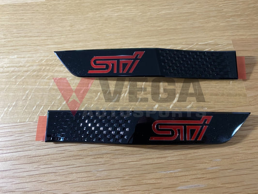 'STI' Black Fender Badge Emblem Pair Limited set to suit Subaru WRX STI 2015 2016 VA - Vega Autosports
