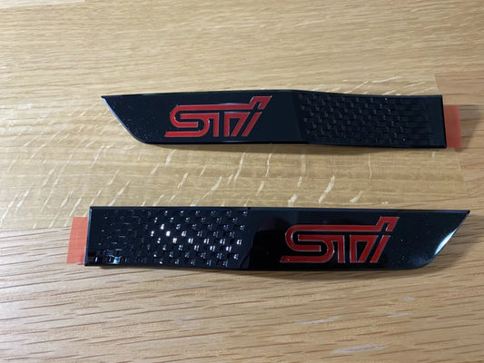 'STI' Black Fender Badge Emblem Pair Limited set to suit Subaru WRX STI 2015 2016 VA - Vega Autosports