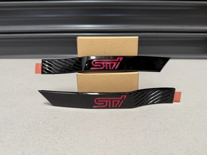 ’STI’ Black Fender Badge Emblem Pair to suit Subaru WRX STI 08-14 / WRX 11-14 ST91123ZR020 / ST91123ZR030 Emblems