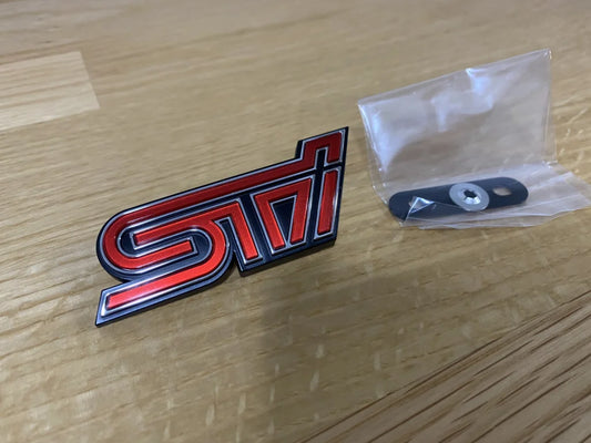 'STi' Front Grill Emblem Badge Red to suit Subaru Impreza WRX STi 08-10 GV GR - Vega Autosports