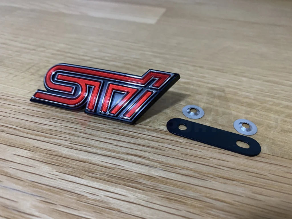 STi Front Grill Emblem Badge Red to suit Subaru Impreza WRX STi 11-14 GV GR - Vega Autosports
