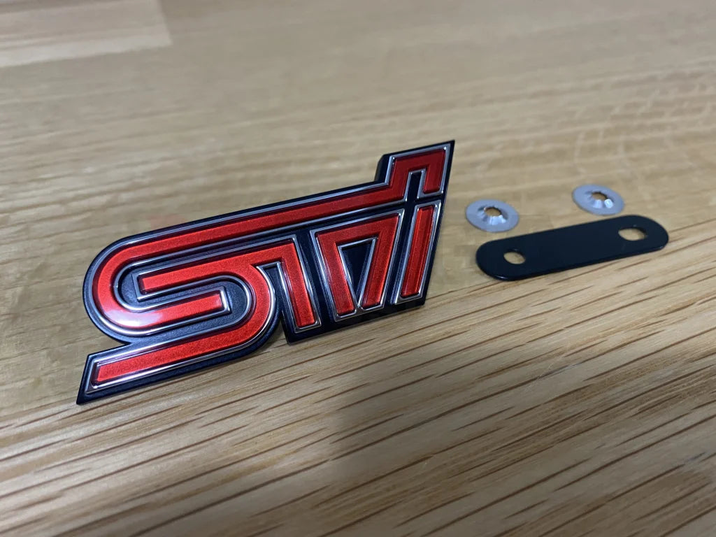 STi Front Grill Emblem Badge Red to suit Subaru Impreza WRX STi 11-14 GV GR - Vega Autosports