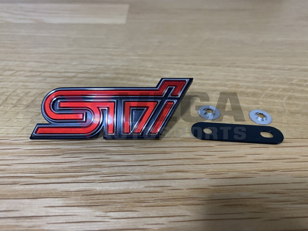 STi Front Grill Emblem Badge Red to suit Subaru Impreza WRX STi 11-14 GV GR - Vega Autosports