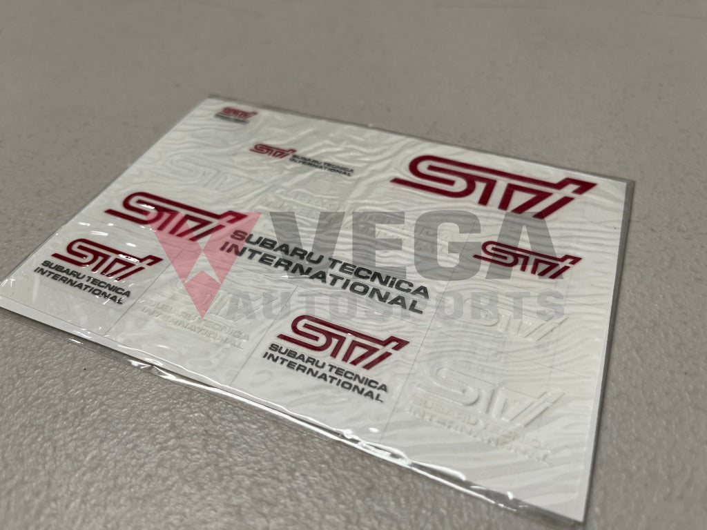 STi Mini Decal Sticker Sheet Red White Logo Genuine OEM JDM Subara - Vega Autosports