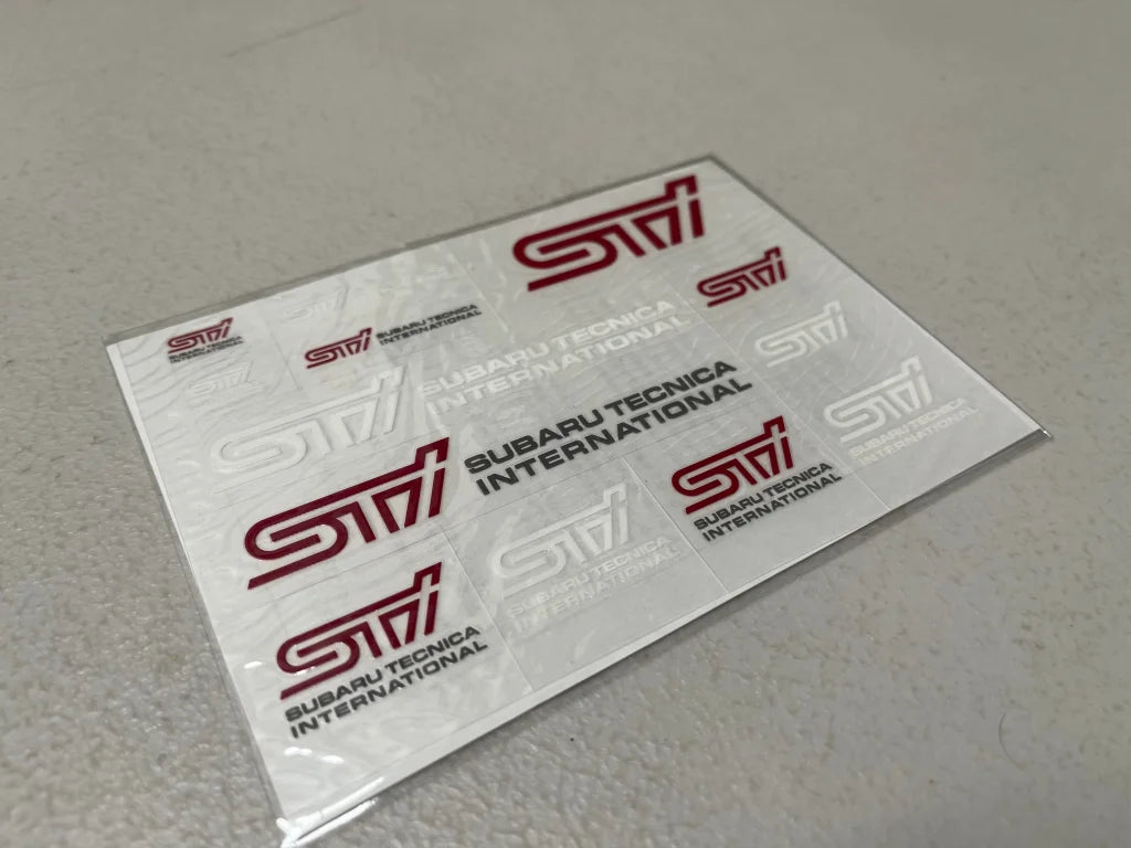 STi Mini Decal Sticker Sheet Red White Logo Genuine OEM JDM Subara - Vega Autosports
