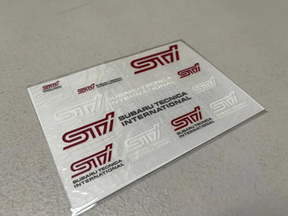 STi Mini Decal Sticker Sheet Red White Logo Genuine OEM JDM Subara - Vega Autosports