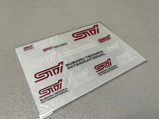 STi Mini Decal Sticker Sheet Red White Logo Genuine OEM JDM Subara - Vega Autosports