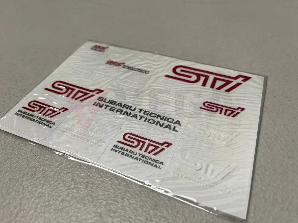 STi Mini Decal Sticker Sheet Red White Logo Genuine OEM JDM Subara - Vega Autosports