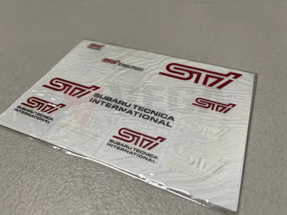 STi Mini Decal Sticker Sheet Red White Logo Genuine OEM JDM Subara - Vega Autosports