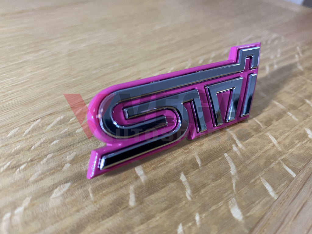 STI Pink Front Grille Badge Emblem to suit Subaru Impreza WRX STI 2004 GD - Vega Autosports