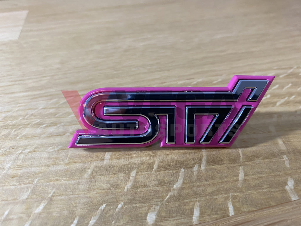 STI Pink Front Grille Badge Emblem to suit Subaru Impreza WRX STI 2004 GD - Vega Autosports
