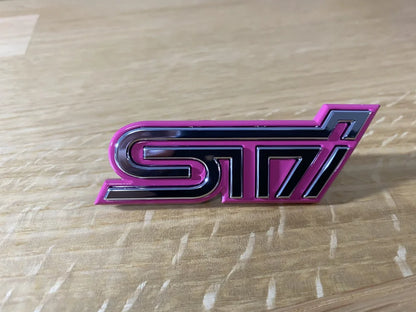 STI Pink Front Grille Badge Emblem to suit Subaru Impreza WRX STI 2004 GD - Vega Autosports