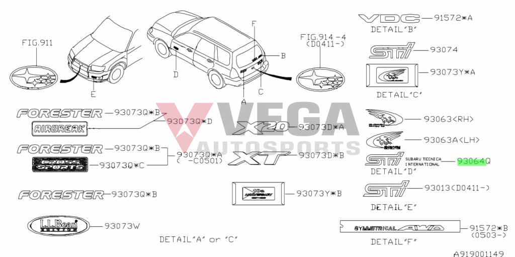 ’Sti Subaru Tecnica International’ Door Decal Lhs & Rhs To Suit Forester Sg9 Sti 93063Sa030