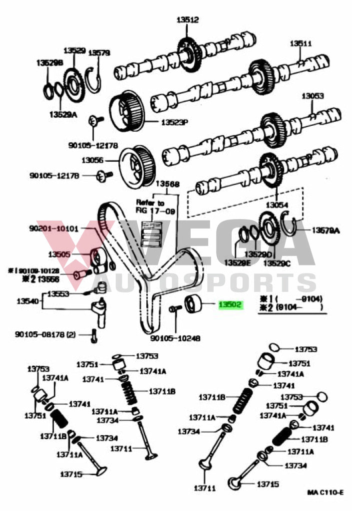 Sub Idler Pulley 2 to suit Toyota Land Cruiser 100/200 Series 1/2/3UZ-FE Engine 13505-50011 Engine