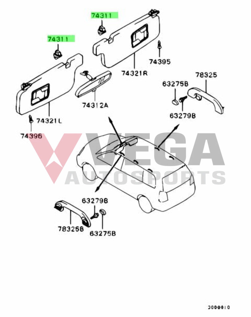 Sun Visor Retain Clip Set (2-Peice) To Suit Mitsubishi Lancer Evolution 9 Post ~ 09.2005 - Mr654343