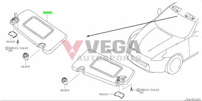 Sun Visor Rhs To Suit Nissan Fairlady Z34 96400-6Gc1B Interior