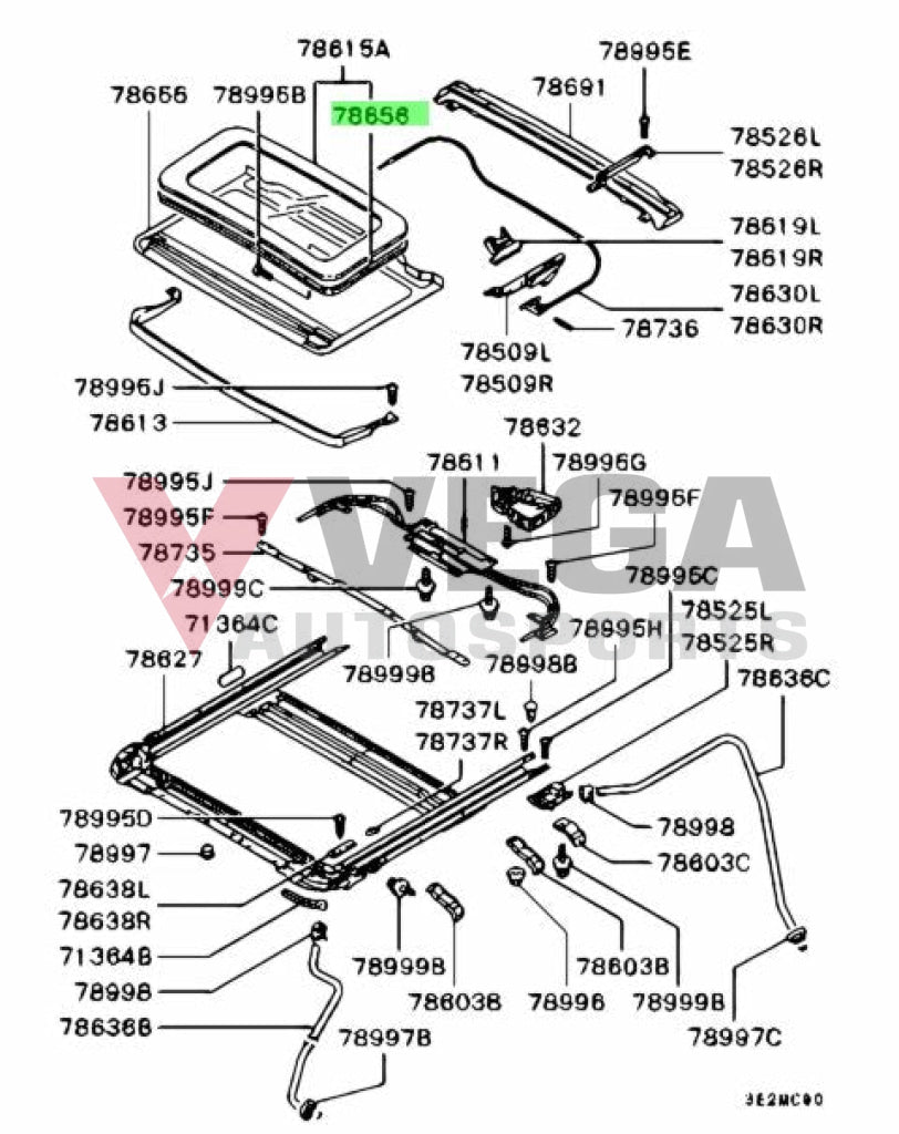 Sunroof Weatherstrip To Suit Mitsubishi Lancer Evolution 7 / 8 9 Ct9A Mr384850 Exterior