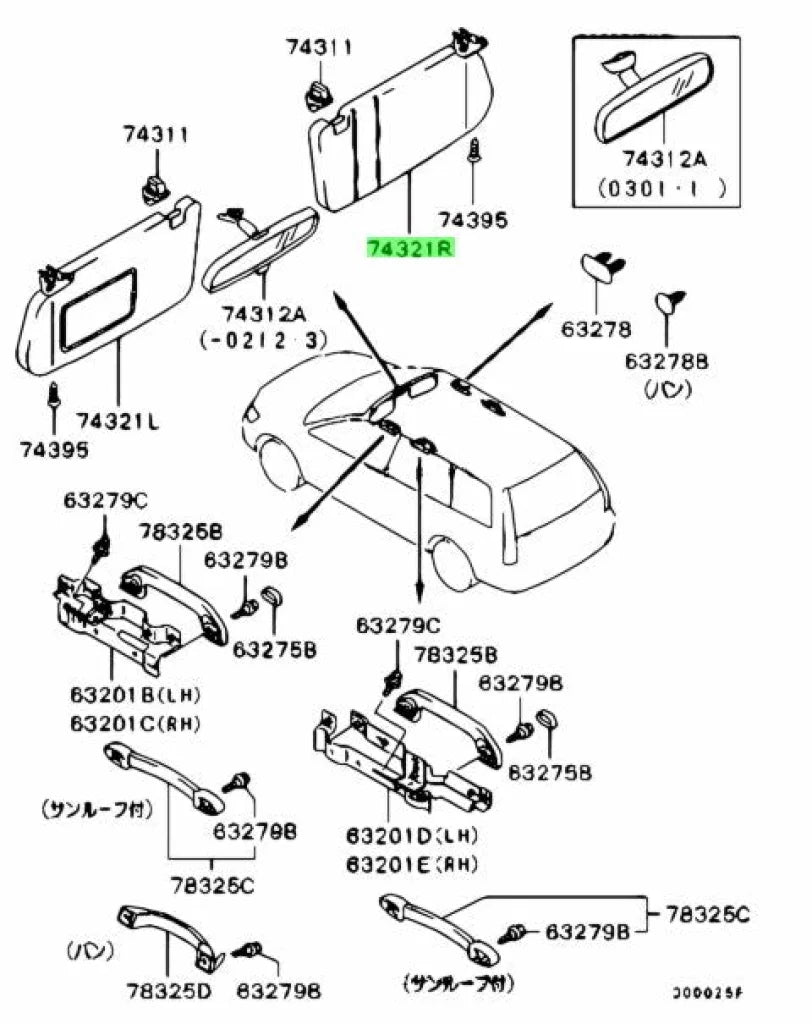 Sunvisor Rhs To Suit Mitsubishi Lancer Evolution 9 Mr625939 Interior