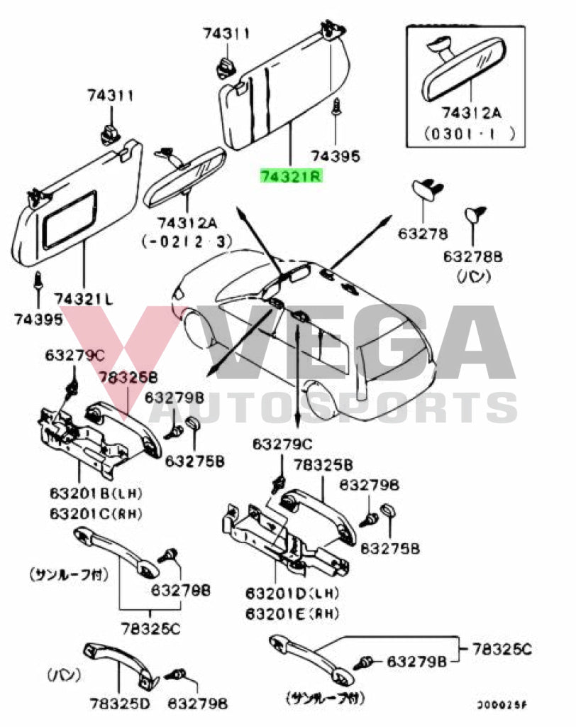 Sunvisor Rhs To Suit Mitsubishi Lancer Evolution 9 Mr625939 Interior