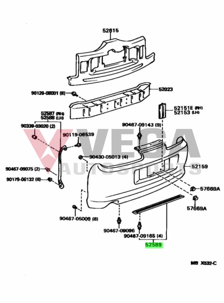 Supra Rear Bumper Lower Retainer to suit Toyota Supra JZA80 52589 14040 Exterior