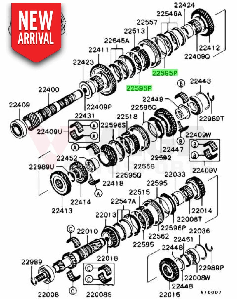 Synchro Key Spring 5th / 6th (6-Speed) to suit Mitsubishi Lancer Evolution 8 / 9 MN132417 - Gearbox and Transmission