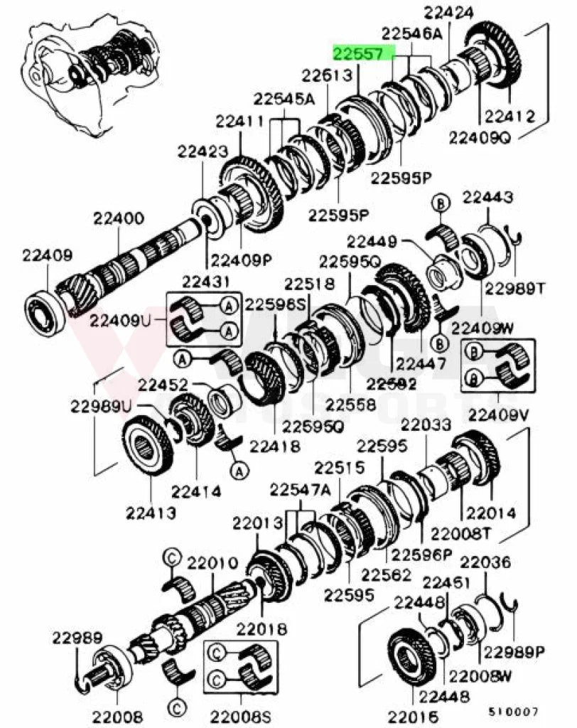 Synchroniser Sleeve 1st / 2nd to suit Mitsubishi Lancer Evolution 5-9 5-Speed MR581384 Gearbox and Transmission