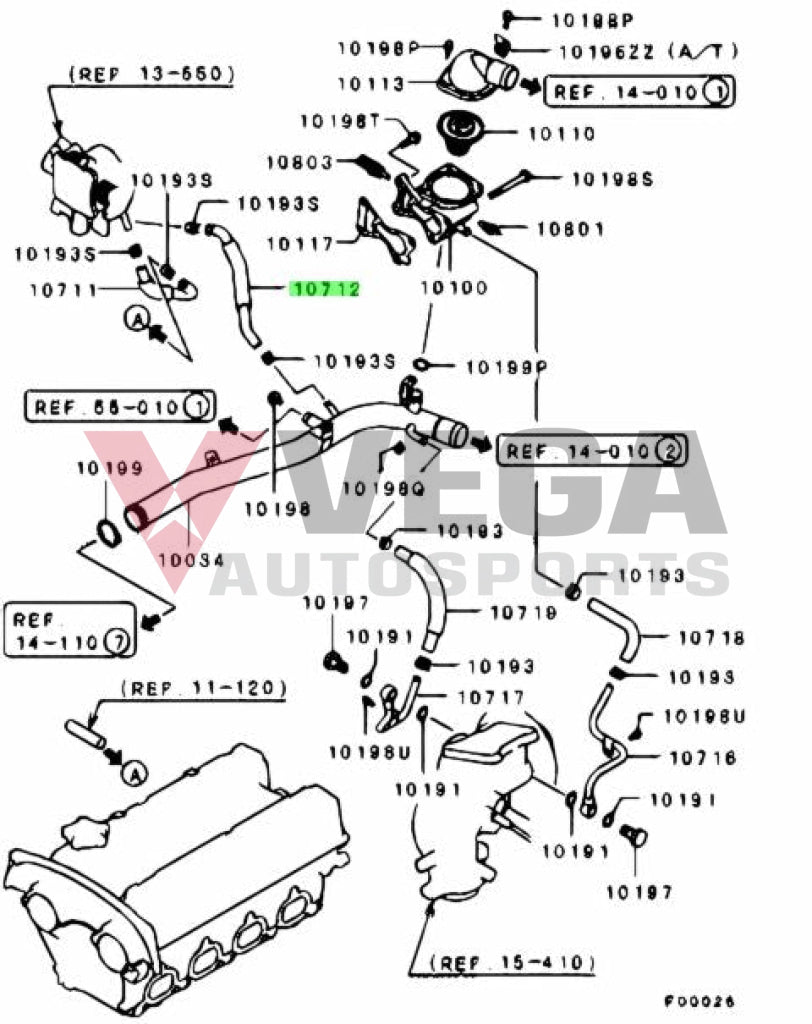Throttle Body Coolant Feed Hose to suit Mitsubishi Lancer Evolution 7 / 8 MD374266 Cooling