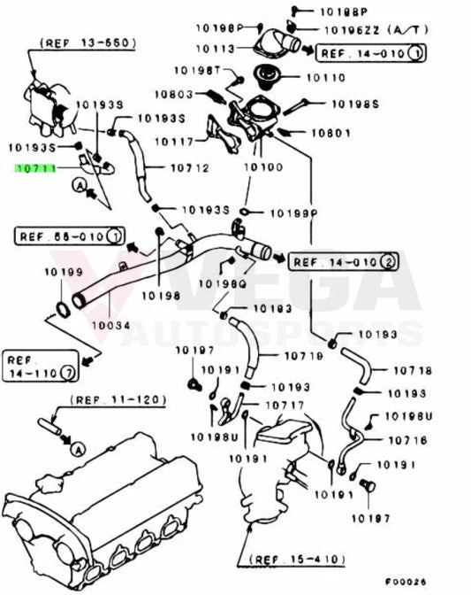 Throttle Body Coolant Return Line to suit Mitsubishi Lancer Evolution 8 MN143462 Engine