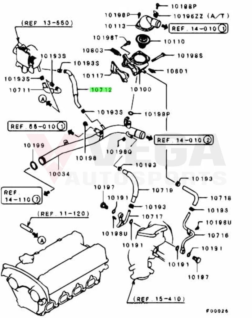 Throttle Body Coolant Return Line to suit Mitsubishi Lancer Evolution 9 1310A086 Engine
