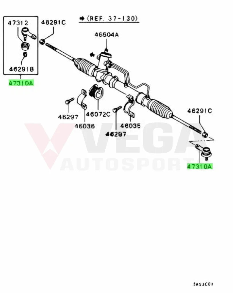 Tie Rod End to suit Mitsubishi Lancer Evolution 1 / 2 / 3 MB912076 48564W020P - Steering and Suspension