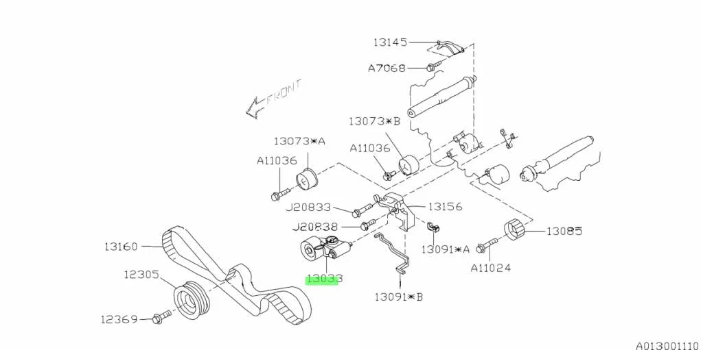 Timing Belt Auto Tensioner To Suit Subaru Impreza Liberty And Forester 97-15 13033Aa042 Engine