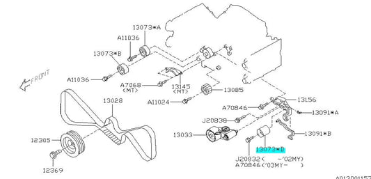 Timing Belt Idler Pulley Ej20 To Suit Subaru Impreza Wrx/Sti 1995-2005 Forester 13073Aa200 Engine