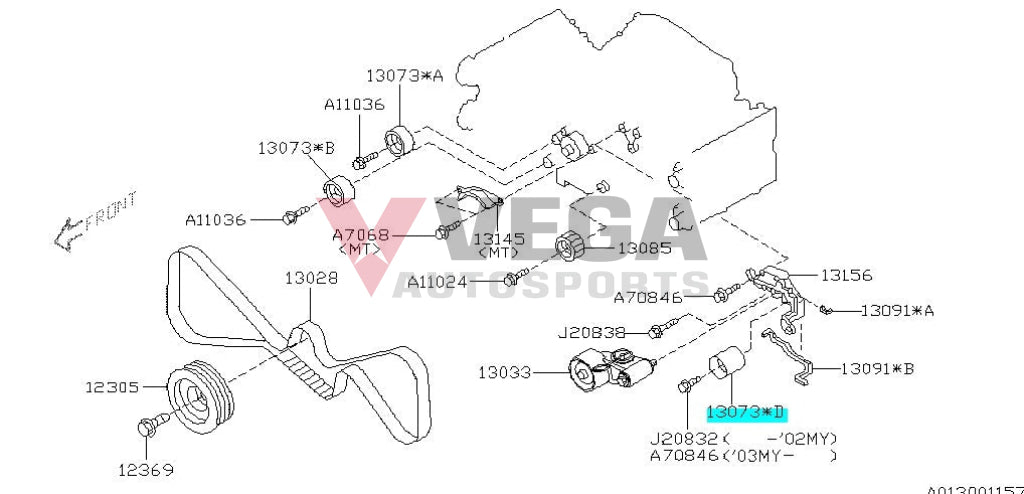 Timing Belt Idler Pulley Ej20 To Suit Subaru Impreza Wrx/Sti 1995-2005 Forester 13073Aa200 Engine