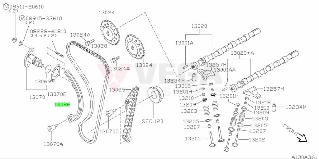 Timing Chain Guide To Suit Nissan S13/S14/S15 Silvia & 180Sx/200Sx (Sr20) 13091-2J202 Engine