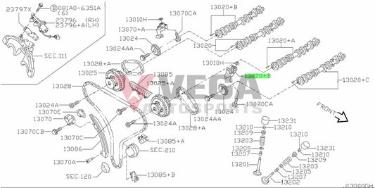 Timing Chain Tensioner (Upper Lhs) To Suit Nissan 350Z / Infiniti G35 Fx35 M35 13070-8J14D Engine