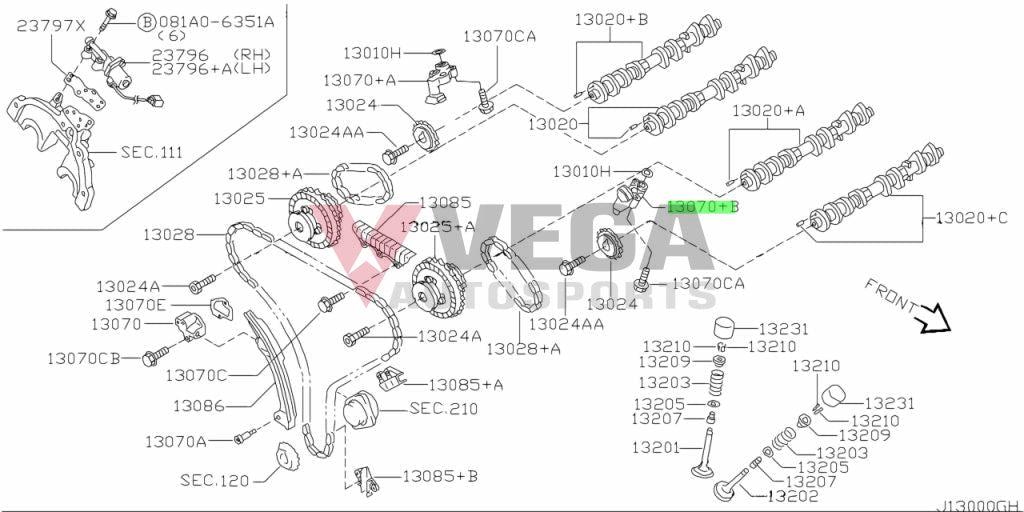 Timing Chain Tensioner (Upper Lhs) To Suit Nissan 350Z / Infiniti G35 Fx35 M35 13070-8J14D Engine