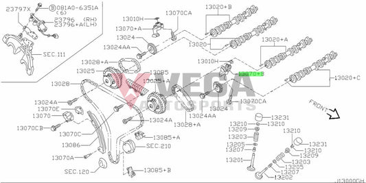 Timing Chain Tensioner (Upper Lhs) To Suit Nissan 350Z / Infiniti G35 Fx35 M35 13070-8J14D Engine