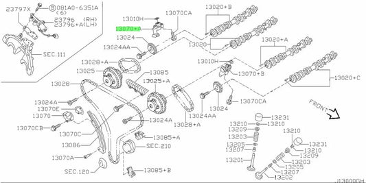 Timing Chain Tensioner (Upper Rhs) To Suit Nissan 350Z / Infiniti G35 Fx35 M35 13070-8J14C Engine