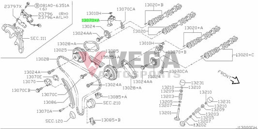 Timing Chain Tensioner (Upper Rhs) To Suit Nissan 350Z / Infiniti G35 Fx35 M35 13070-8J14C Engine