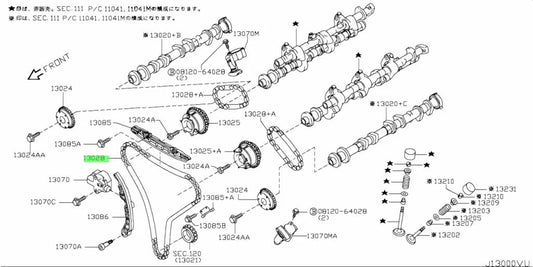 Timing Chain to suit Nissan V35/V36 Skyline Z33 350Z & Z34 370Z (VQ35HR/VQ37HR) 13028-JK20A Engine