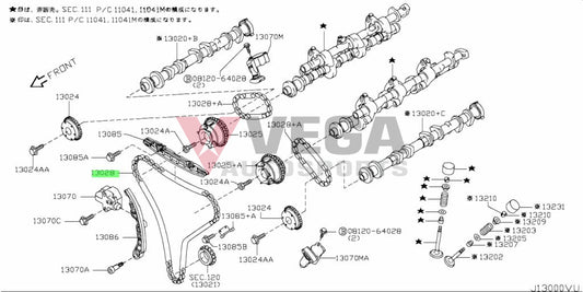 Timing Chain to suit Nissan V35/V36 Skyline Z33 350Z & Z34 370Z (VQ35HR/VQ37HR) 13028-JK20A Engine