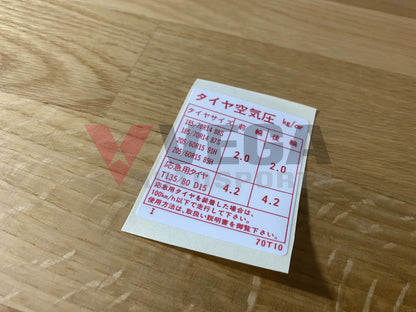 Tire Placard To Suit Nissan Silvia S14 & Skyline R33 Gts Emblems Badges And Decals