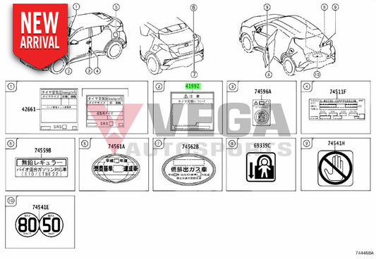 Tire Warning Label To Suit Toyota Gr Yaris Gxpa16 41992-33010 Emblems Badges And Decals