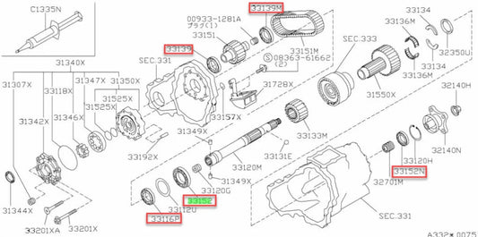 Transfer Case Bearing Set (5-Piece) To Suit Nissan Skyline R32 / R33 Gtr Differential